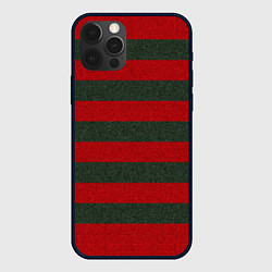 Чехол для iPhone 12 Pro Красно-полосатый, цвет: 3D-черный