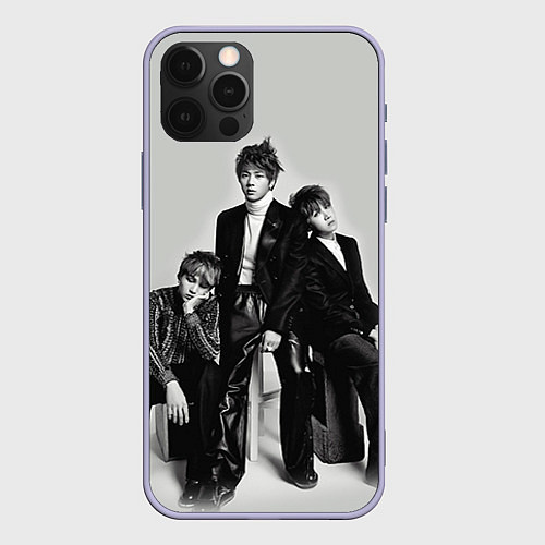 Чехол iPhone 12 Pro BTS Grey / 3D-Светло-сиреневый – фото 1