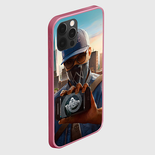 Чехол iPhone 12 Pro Watch Dogs 2 / 3D-Малиновый – фото 2