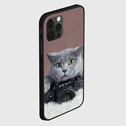 Чехол для iPhone 12 Pro Котик фотограф, цвет: 3D-черный — фото 2