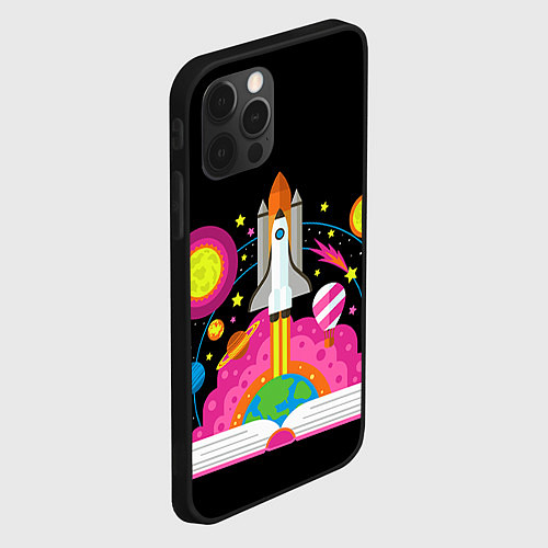 Чехол iPhone 12 Pro Космос / 3D-Черный – фото 2