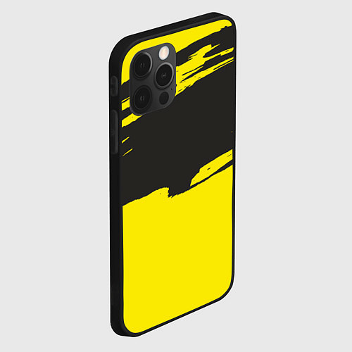 Чехол iPhone 12 Pro Чёрно-жёлтый / 3D-Черный – фото 2