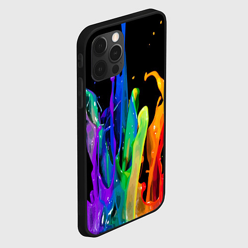 Чехол iPhone 12 Pro Всплеск красок / 3D-Черный – фото 2