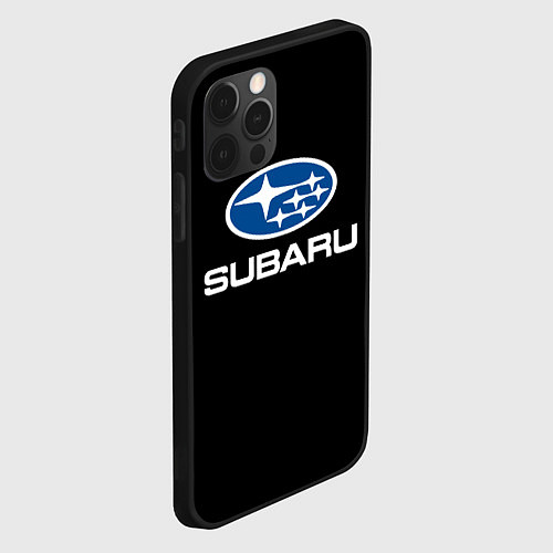 Чехол iPhone 12 Pro Subaru - emblem / 3D-Черный – фото 2