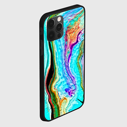 Чехол iPhone 12 Pro Цветные разводы / 3D-Черный – фото 2