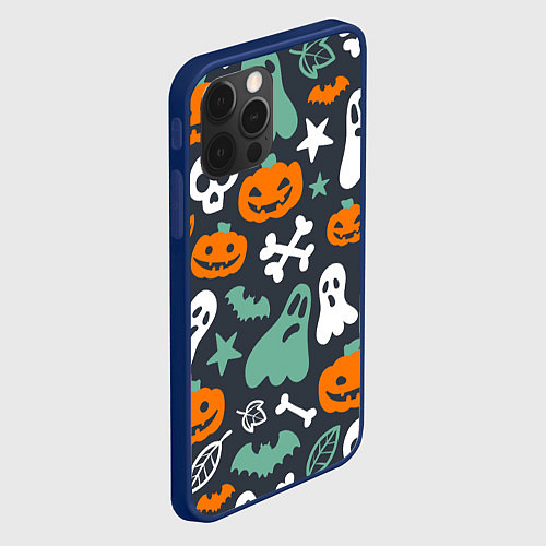Чехол iPhone 12 Pro Halloween Monsters / 3D-Тёмно-синий – фото 2