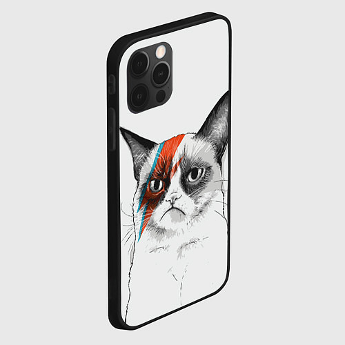 Чехол iPhone 12 Pro David Bowie: Grumpy cat / 3D-Черный – фото 2