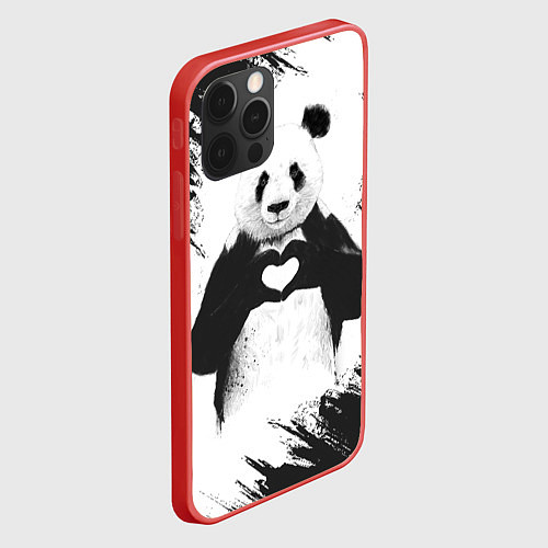 Чехол iPhone 12 Pro Panda Love / 3D-Красный – фото 2