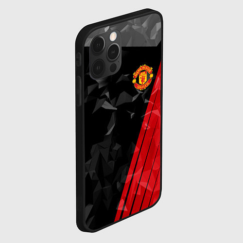 Чехол iPhone 12 Pro FC Manchester United: Abstract / 3D-Черный – фото 2