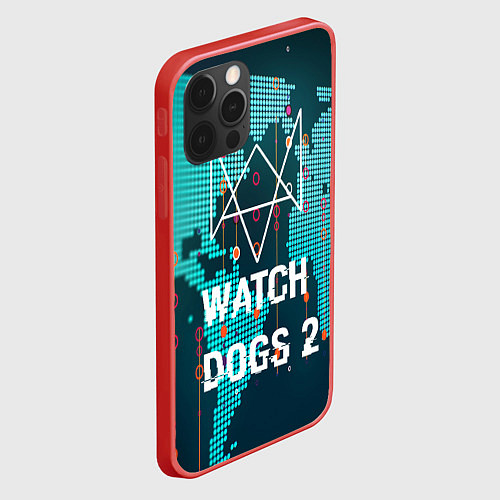 Чехол iPhone 12 Pro Watch Dogs 2: Network Hack / 3D-Красный – фото 2