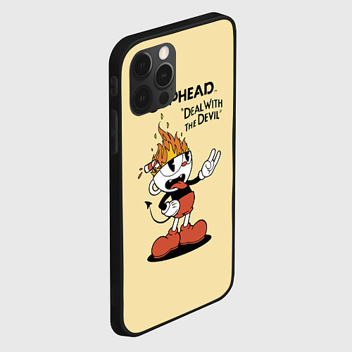 Чехол iPhone 12 Pro Cuphead: Flame Mugman / 3D-Черный – фото 2