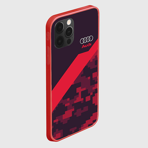 Чехол iPhone 12 Pro Audi: Red Pixel / 3D-Красный – фото 2