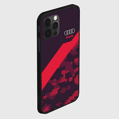 Чехол iPhone 12 Pro Audi: Red Pixel / 3D-Черный – фото 2