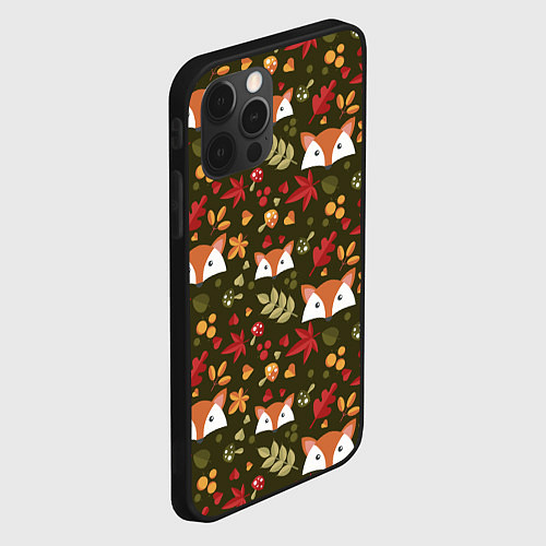 Чехол iPhone 12 Pro Осенние лисички / 3D-Черный – фото 2
