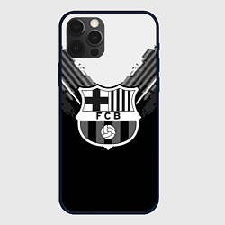 Чехол для iPhone 12 Pro FC Barcelona: Black Style, цвет: 3D-черный