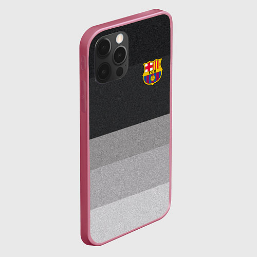 Чехол iPhone 12 Pro ФК Барселона: Серый стиль / 3D-Малиновый – фото 2