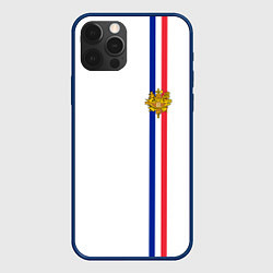 Чехол для iPhone 12 Pro Франция: лента с гербом, цвет: 3D-тёмно-синий