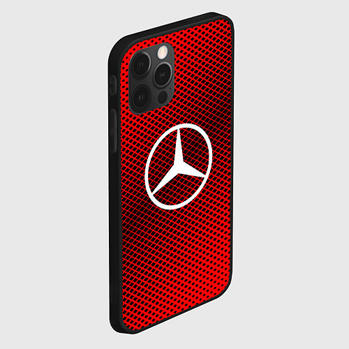 Чехол iPhone 12 Pro Mercedes: Red Carbon / 3D-Черный – фото 2