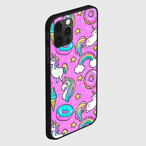 Чехол iPhone 12 Pro Сказочные единороги / 3D-Черный – фото 2