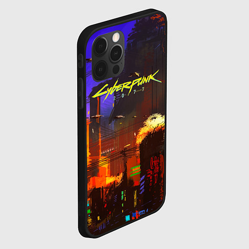 Чехол iPhone 12 Pro Cyberpunk 2077: Night City / 3D-Черный – фото 2