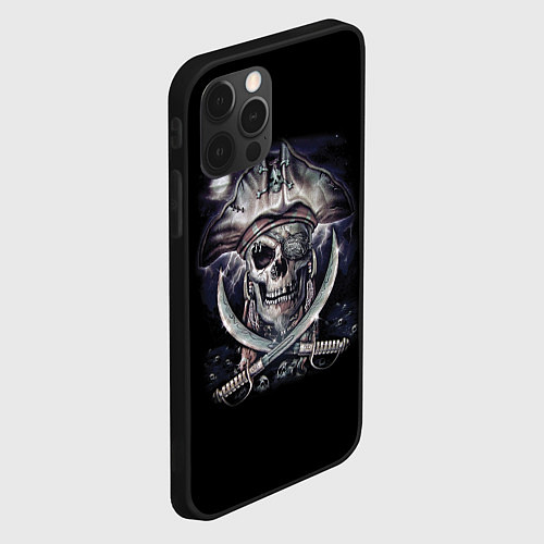 Чехол iPhone 12 Pro Череп пирата / 3D-Черный – фото 2