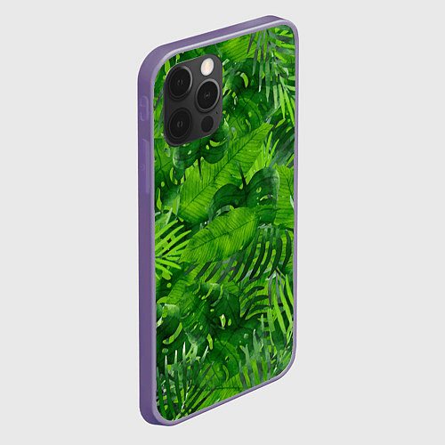 Чехол iPhone 12 Pro Тропический лес / 3D-Серый – фото 2