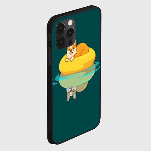 Чехол iPhone 12 Pro Корги на пончике / 3D-Черный – фото 2