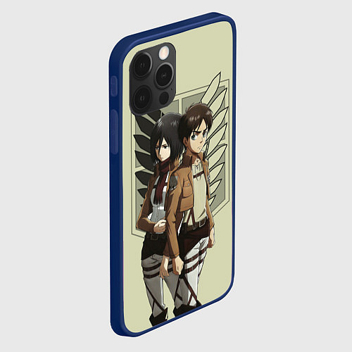 Чехол iPhone 12 Pro Атака Титанов / 3D-Тёмно-синий – фото 2