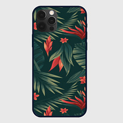 Чехол для iPhone 12 Pro Зеленые тропики, цвет: 3D-черный