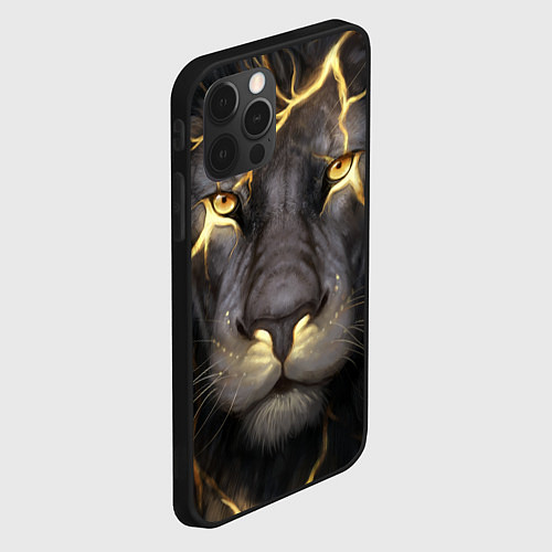 Чехол iPhone 12 Pro Лев с молнией / 3D-Черный – фото 2