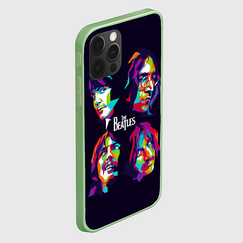 Чехол iPhone 12 Pro The Beatles: Art Faces / 3D-Салатовый – фото 2