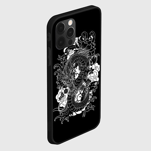 Чехол iPhone 12 Pro Японский дракон / 3D-Черный – фото 2