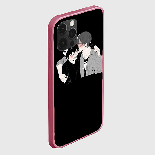 Чехол iPhone 12 Pro My Hero Academia целуются / 3D-Малиновый – фото 2