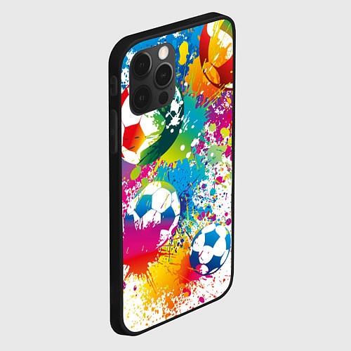 Чехол iPhone 12 Pro Футбольные мячи - красочные брызги / 3D-Черный – фото 2