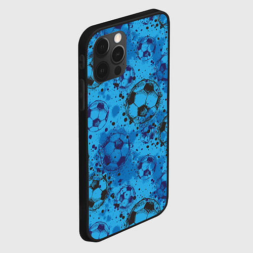 Чехол iPhone 12 Pro Футбольные мячи / 3D-Черный – фото 2