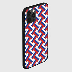 Чехол для iPhone 12 Pro Российский триколор плетёнка, цвет: 3D-черный — фото 2