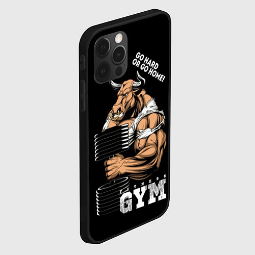 Чехол iPhone 12 Pro Go heavy or go home - bull / 3D-Черный – фото 2