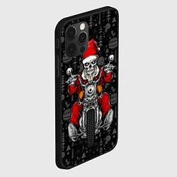 Чехол для iPhone 12 Pro Santa skeleton on a motorcycle, цвет: 3D-черный — фото 2