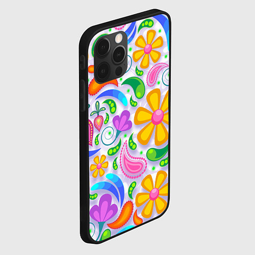Чехол iPhone 12 Pro Абстракция и цветы / 3D-Черный – фото 2