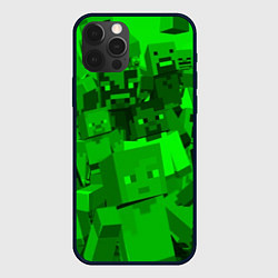 Чехол для iPhone 12 Pro Minecraft game characters, цвет: 3D-черный