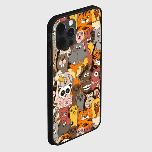 Чехол iPhone 12 Pro Прикольные зверушки / 3D-Черный – фото 2