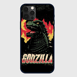 Чехол для iPhone 12 Pro Flame Godzilla, цвет: 3D-черный