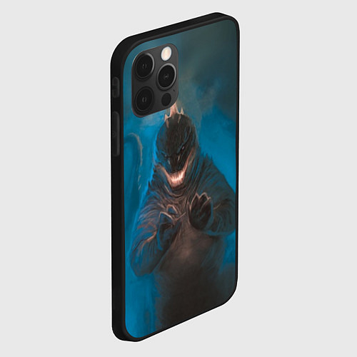 Чехол iPhone 12 Pro Blue Godzilla / 3D-Черный – фото 2