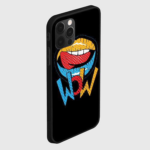 Чехол iPhone 12 Pro Wow - lips with tongue / 3D-Черный – фото 2