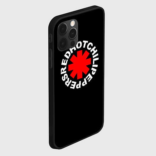 Чехол iPhone 12 Pro Red Hot chili peppers logo on black / 3D-Черный – фото 2