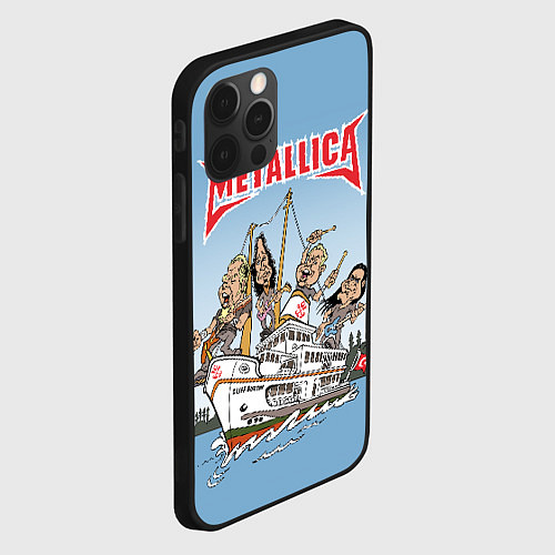 Чехол iPhone 12 Pro Metallica - музыканты на карабле / 3D-Черный – фото 2