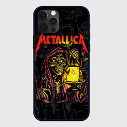 Чехол для iPhone 12 Pro Metallica скеленон со свечкой, цвет: 3D-черный