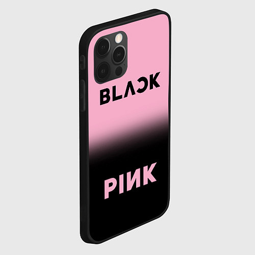 Чехол iPhone 12 Pro Blackpink - розово-черный / 3D-Черный – фото 2