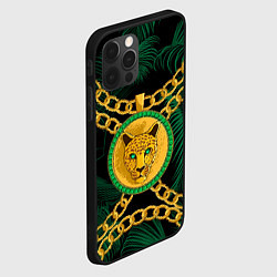 Чехол для iPhone 12 Pro Золотой леопард и цепь, цвет: 3D-черный — фото 2