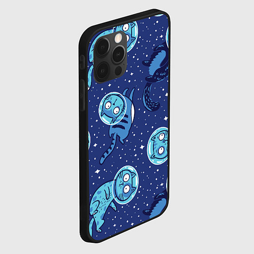 Чехол iPhone 12 Pro Кот Космонавт / 3D-Черный – фото 2